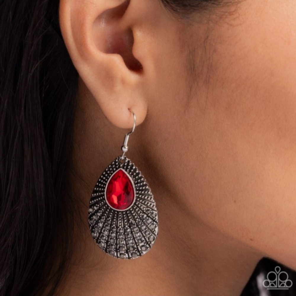NIB Earrings with Red Rhinestone